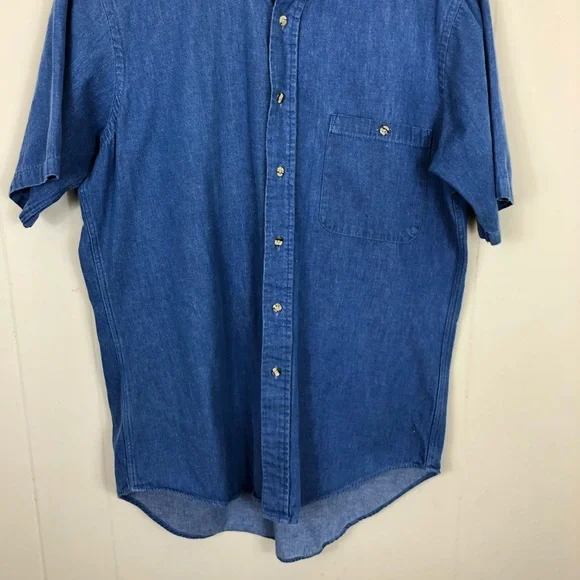Van-Heusen Short Sleeved Denim Button Down Sz M - Picture 3 of 10
